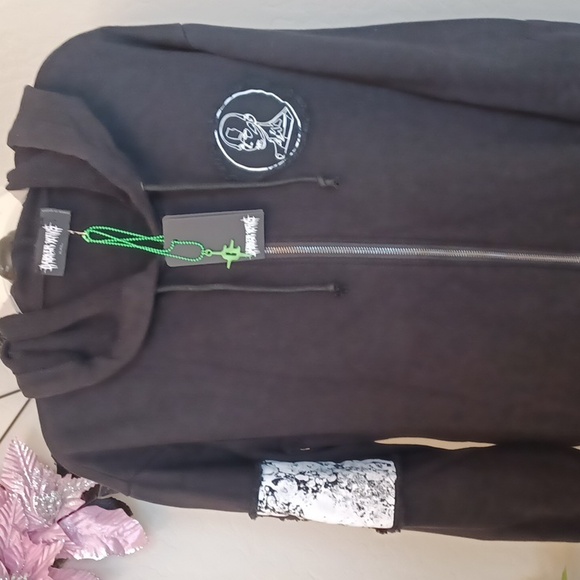 DOLLSKILL DARKER WAVS XXL DIATONIC HOODIE DUSTER PATCHES FRONT/BACK SIDE POCKET - Picture 4 of 16